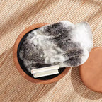Round Faux Leather Storage Ottoman with Table Top Lid