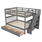 Lit superposé avec escalier, couchages superposés, tiroir, rangement et garde-corps pour chambre à coucher