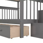 Lit superposé avec escalier, couchages superposés, tiroir, rangement et garde-corps pour chambre à coucher