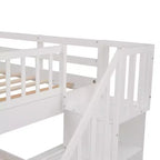 Lit superposé avec escalier, couchages superposés, tiroir, rangement et garde-corps pour chambre à coucher