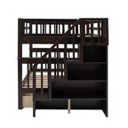 Lit superposé avec escalier, couchages superposés, tiroir, rangement et garde-corps pour chambre à coucher