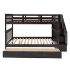Lit superposé avec escalier, couchages superposés, tiroir, rangement et garde-corps pour chambre à coucher