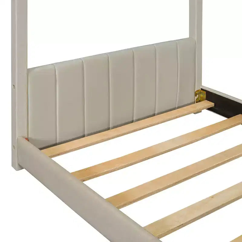 Full Size Velvet House Bed Wood Bed