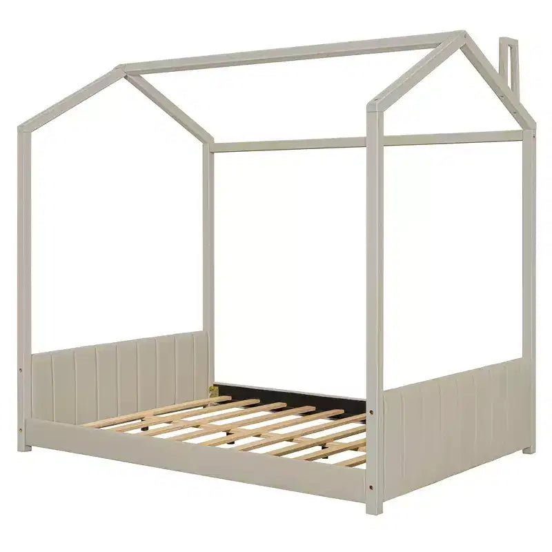 Full Size Velvet House Bed Wood Bed