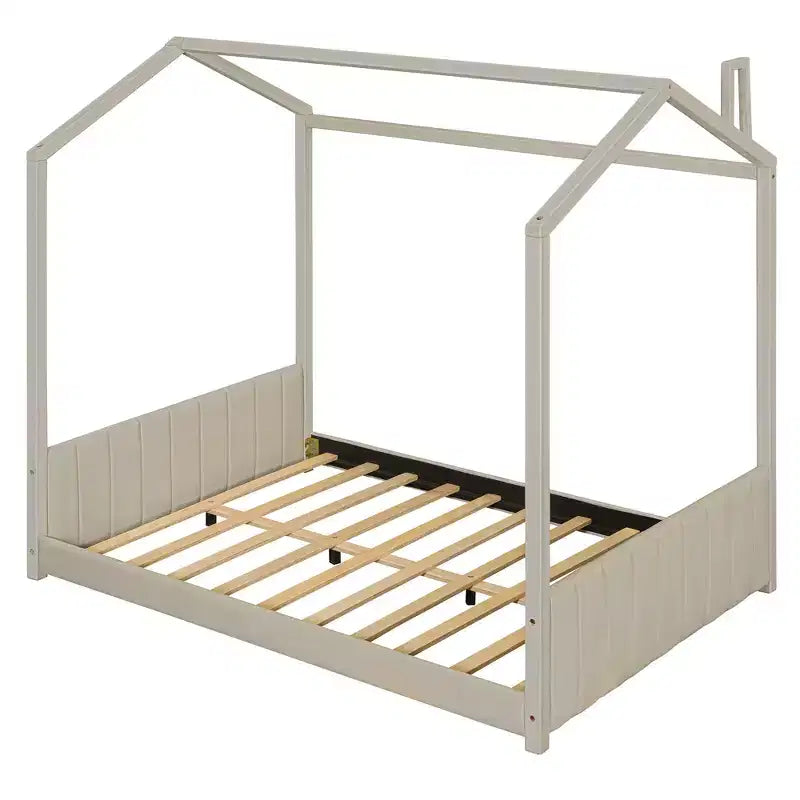 Full Size Velvet House Bed Wood Bed