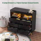 Dresser for Bedroom with 6 Drawers, Baby Changing Table Dresser with Changing Pad
