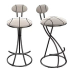 Round Bar Stools Modern Velvet Upholstered Counter Chair for Dining Room