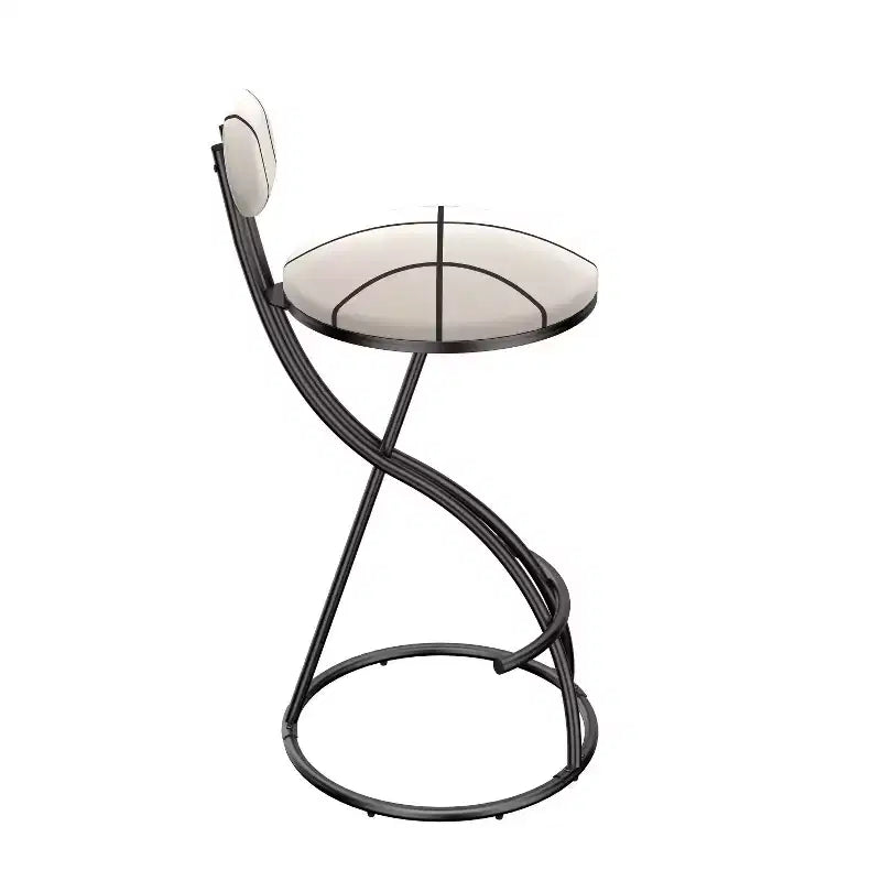 Round Bar Stools Modern Velvet Upholstered Counter Chair for Dining Room