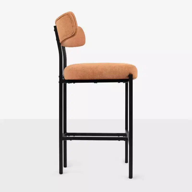 Round Bar Stools Modern Velvet Upholstered Counter Chair for Dining Room