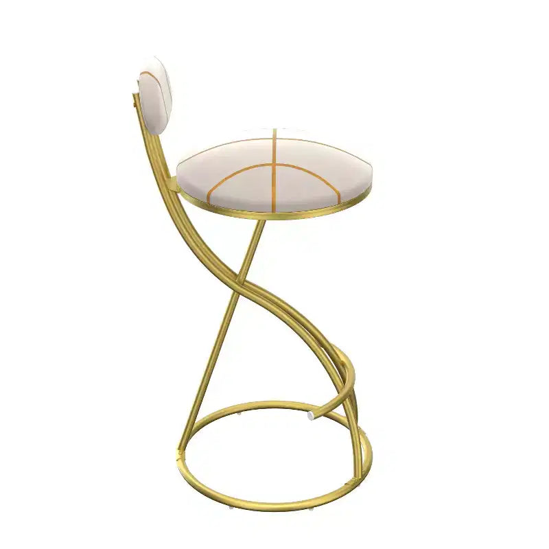 Round Bar Stools Modern Velvet Upholstered Counter Chair for Dining Room