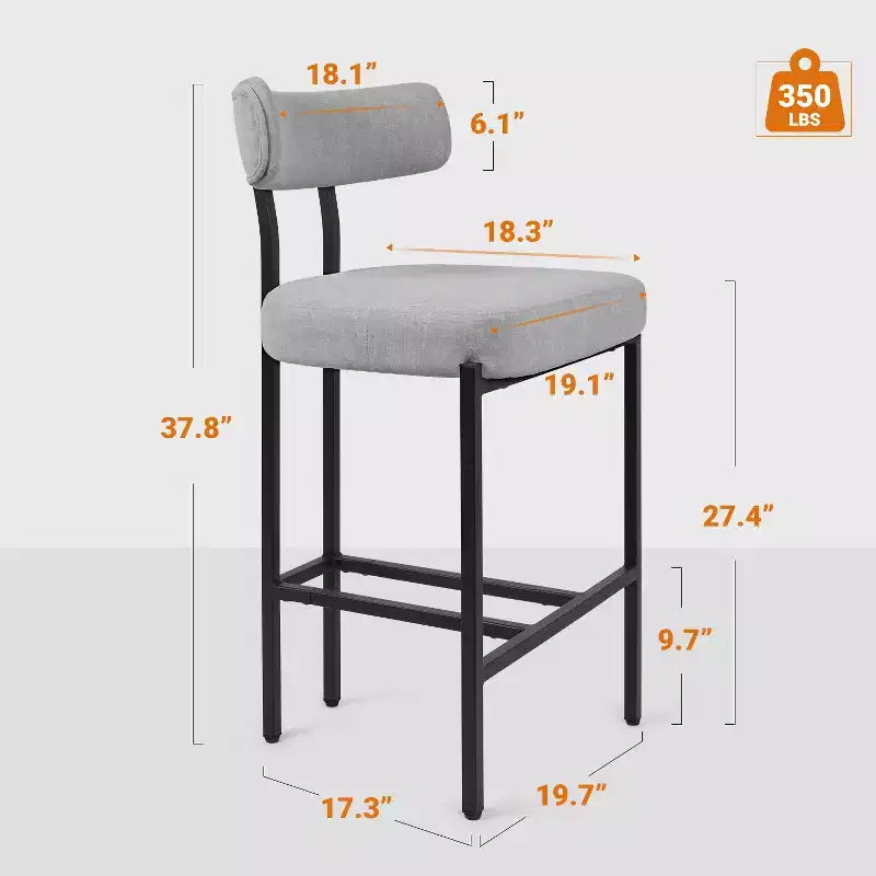 Round Bar Stools Modern Velvet Upholstered Counter Chair for Dining Room