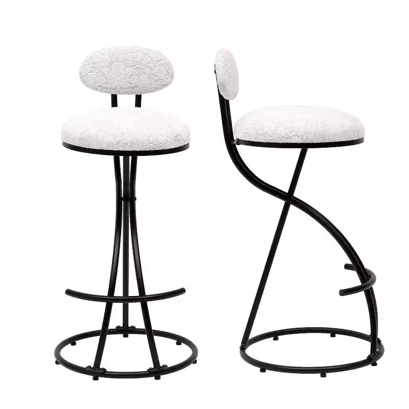 Round Bar Stools Modern Velvet Upholstered Counter Chair for Dining Room