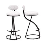 Round Bar Stools Modern Velvet Upholstered Counter Chair for Dining Room