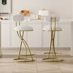 Round Bar Stools Modern Velvet Upholstered Counter Chair for Dining Room