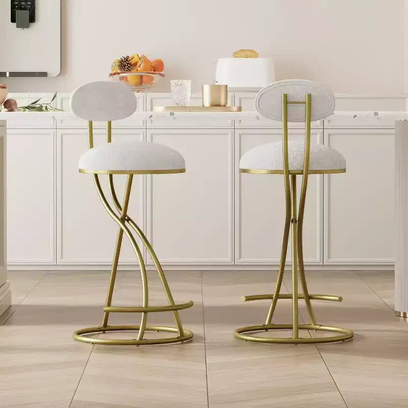 Round Bar Stools Modern Velvet Upholstered Counter Chair for Dining Room