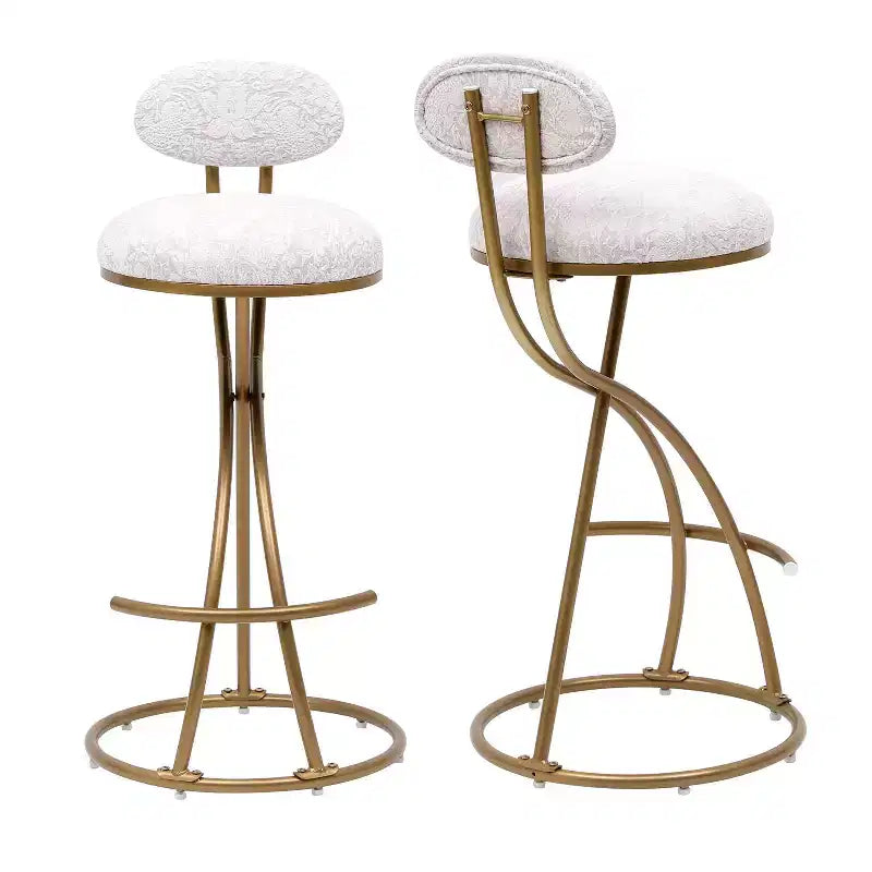 Round Bar Stools Modern Velvet Upholstered Counter Chair for Dining Room