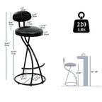 Round Bar Stools Modern Velvet Upholstered Counter Chair for Dining Room