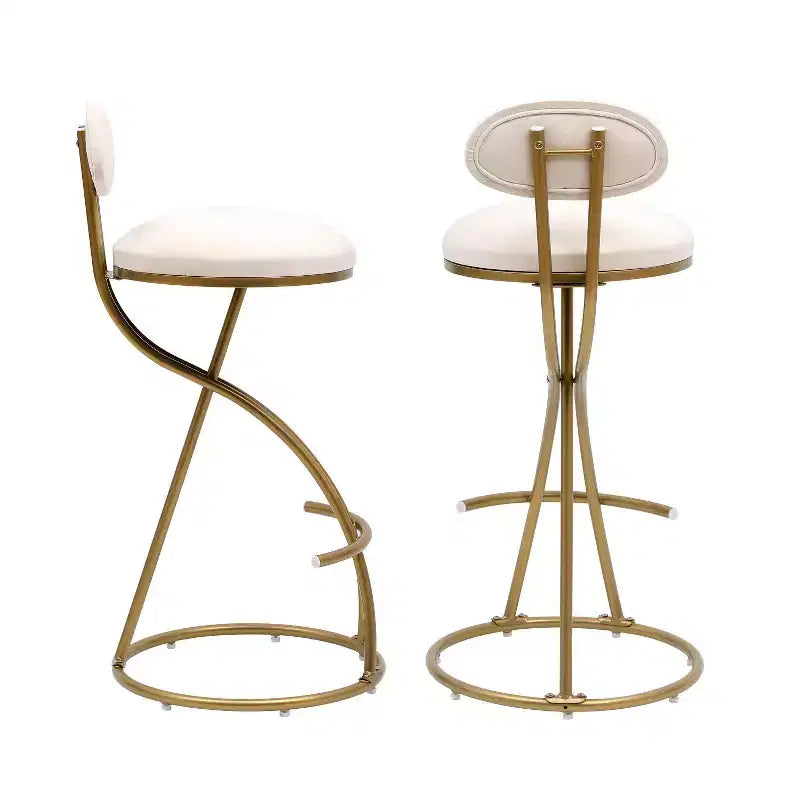 Round Bar Stools Modern Velvet Upholstered Counter Chair for Dining Room