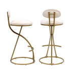 Round Bar Stools Modern Velvet Upholstered Counter Chair for Dining Room
