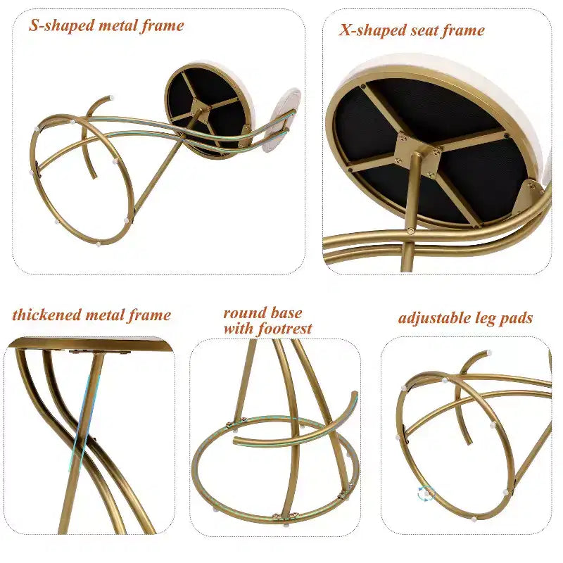 Round Bar Stools Modern Velvet Upholstered Counter Chair for Dining Room