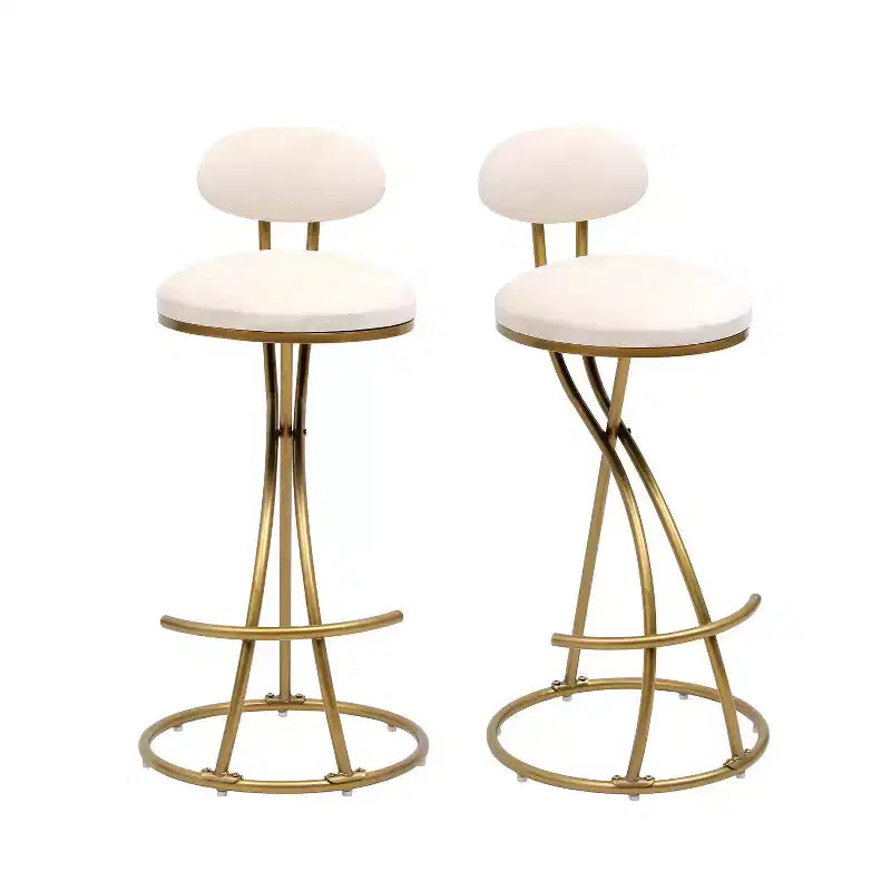 Round Bar Stools Modern Velvet Upholstered Counter Chair for Dining Room