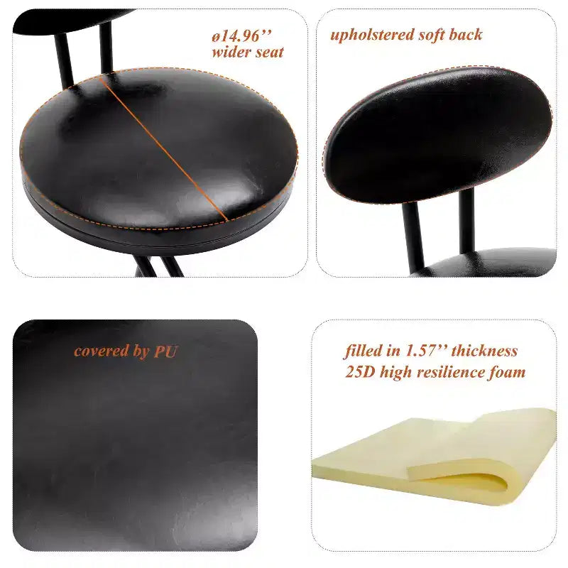 Round Bar Stools Modern Velvet Upholstered Counter Chair for Dining Room