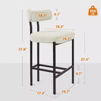 Round Bar Stools Modern Velvet Upholstered Counter Chair for Dining Room