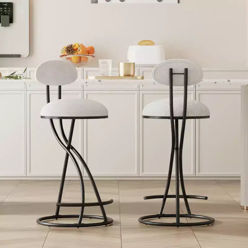 Round Bar Stools Modern Velvet Upholstered Counter Chair for Dining Room
