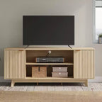 Meuble TV avec 2 portes et étagères ouvertes