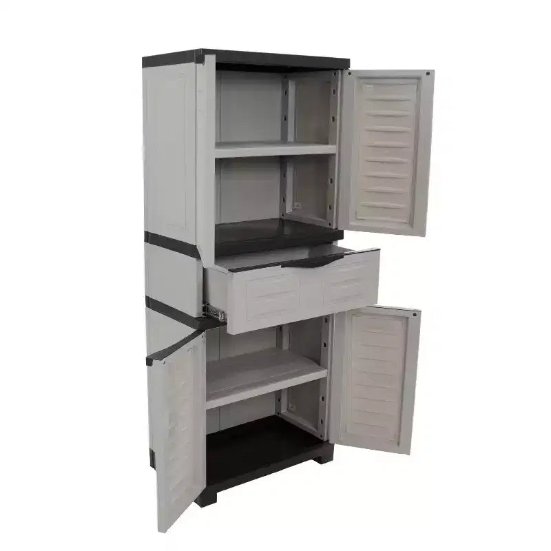 Plastic Storage Cabinet with 2 Adjustable Shelves and 1 Drawer - 57