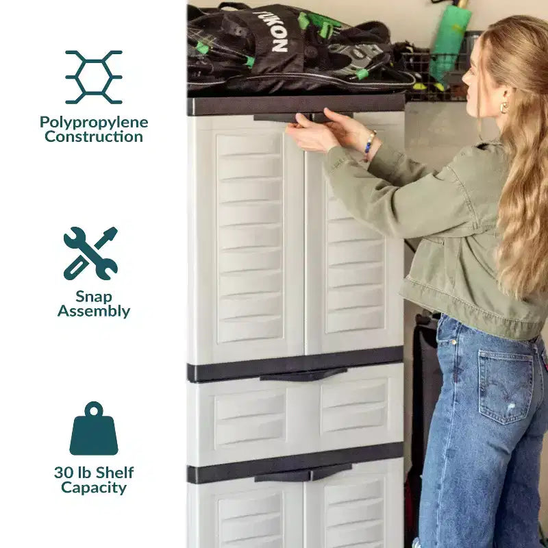 Plastic Storage Cabinet with 2 Adjustable Shelves and 1 Drawer - 57