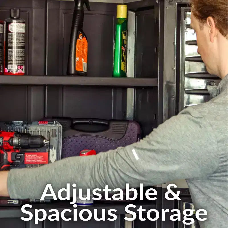 Plastic Storage Cabinet with 2 Adjustable Shelves and 1 Drawer - 57