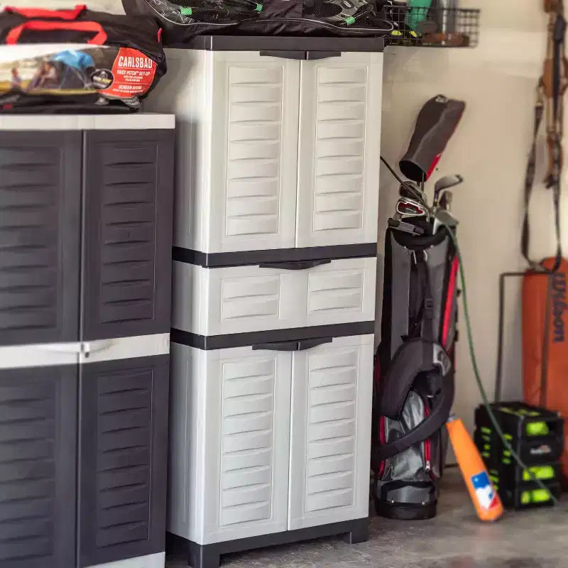 Plastic Storage Cabinet with 2 Adjustable Shelves and 1 Drawer - 57