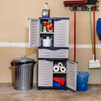 Plastic Storage Cabinet with 2 Adjustable Shelves and 1 Drawer - 57
