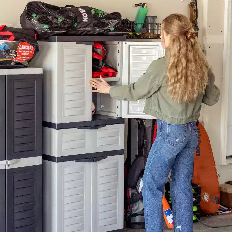Plastic Storage Cabinet with 2 Adjustable Shelves and 1 Drawer - 57
