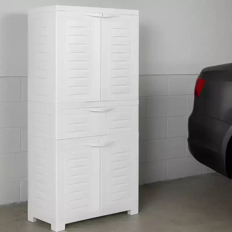 Plastic Storage Cabinet with 2 Adjustable Shelves and 1 Drawer - 57