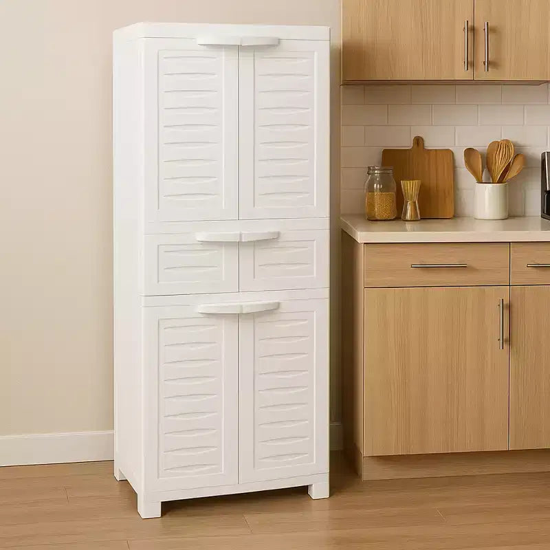 Plastic Storage Cabinet with 2 Adjustable Shelves and 1 Drawer - 57