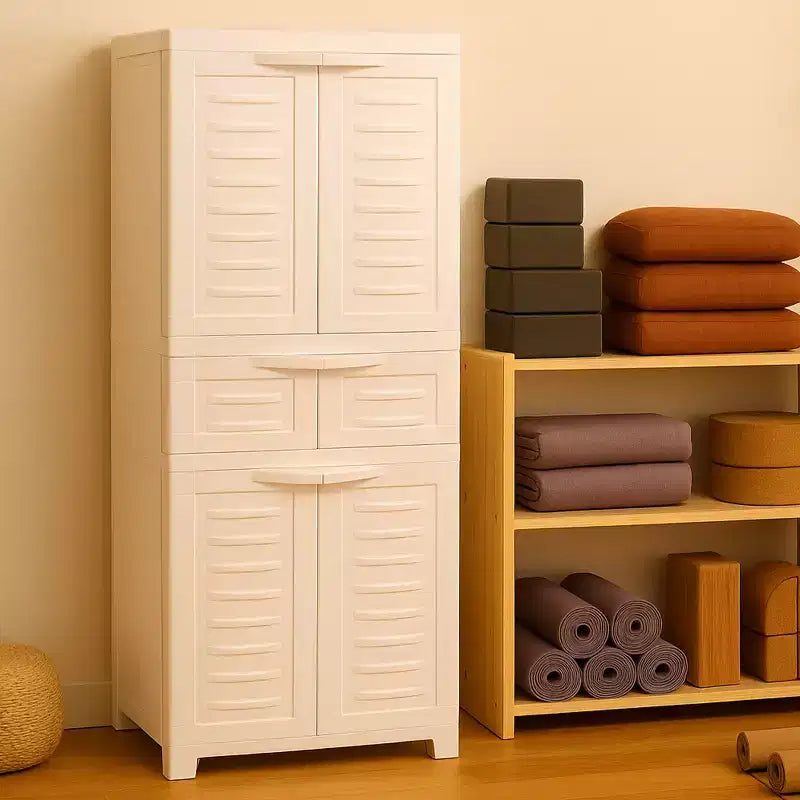 Plastic Storage Cabinet with 2 Adjustable Shelves and 1 Drawer - 57