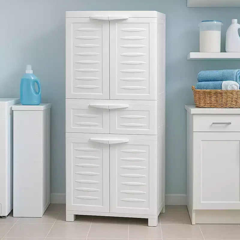 Plastic Storage Cabinet with 2 Adjustable Shelves and 1 Drawer - 57