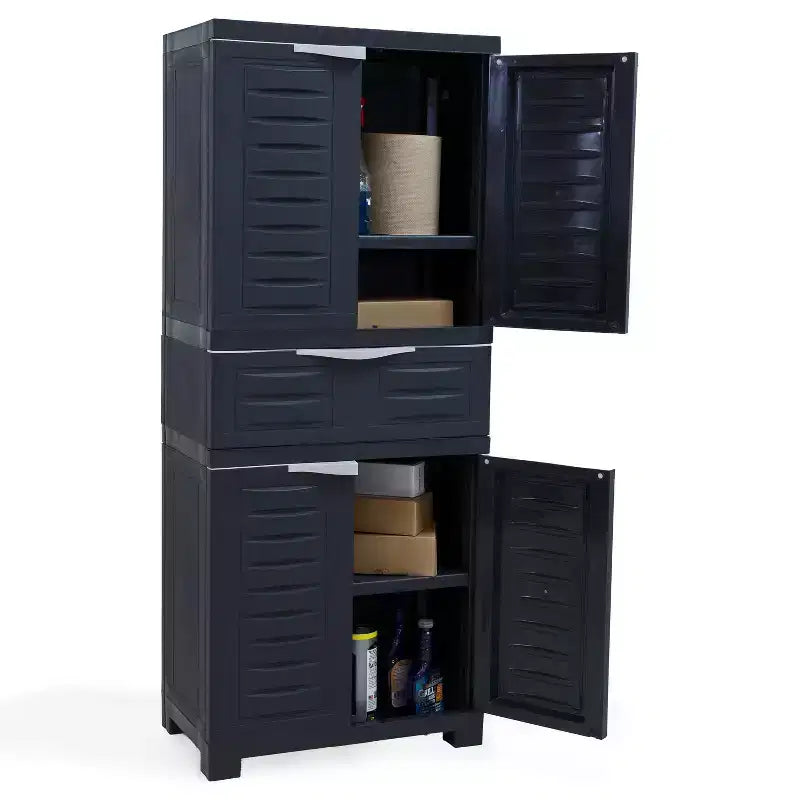 Plastic Storage Cabinet with 2 Adjustable Shelves and 1 Drawer - 57