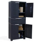 Plastic Storage Cabinet with 2 Adjustable Shelves and 1 Drawer - 57