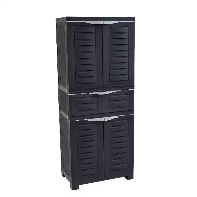 Plastic Storage Cabinet with 2 Adjustable Shelves and 1 Drawer - 57