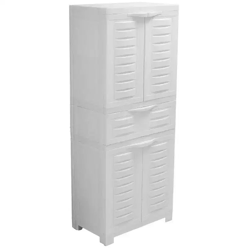 Plastic Storage Cabinet with 2 Adjustable Shelves and 1 Drawer - 57