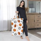Panier à linge pliable pour garçon avec poignées Thème sportif aquarelle Bleu, marron et orange