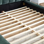 Chenille Upholstered Floor Bed with Thick Headboard