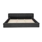 Chenille Upholstered Floor Bed with Thick Headboard