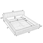Chenille Upholstered Floor Bed with Thick Headboard
