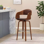 360 Swivel Bar Stool Counter Stool Dining Chair Pub Kitchen Stool, Black&Brown