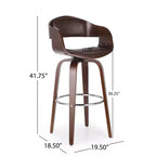 360 Swivel Bar Stool Counter Stool Dining Chair Pub Kitchen Stool, Black&Brown