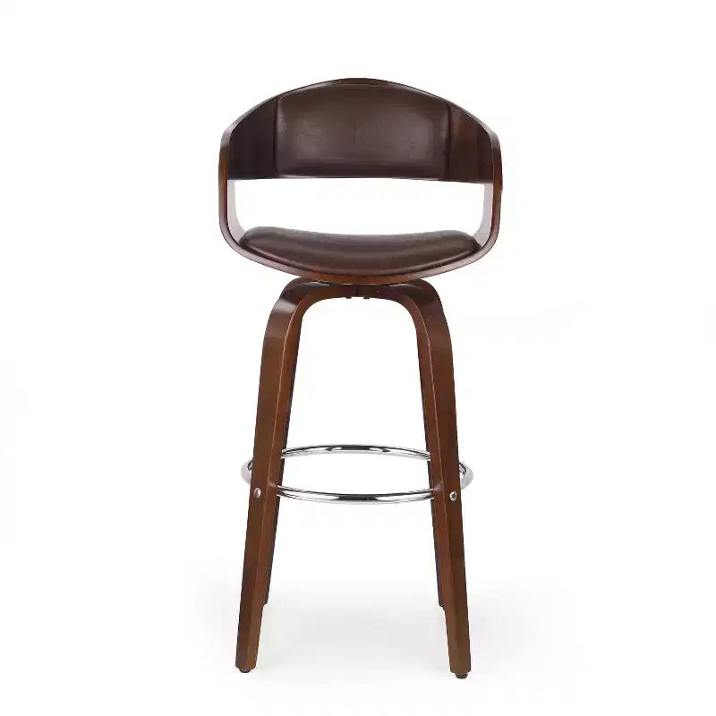 360 Swivel Bar Stool Counter Stool Dining Chair Pub Kitchen Stool, Black&Brown